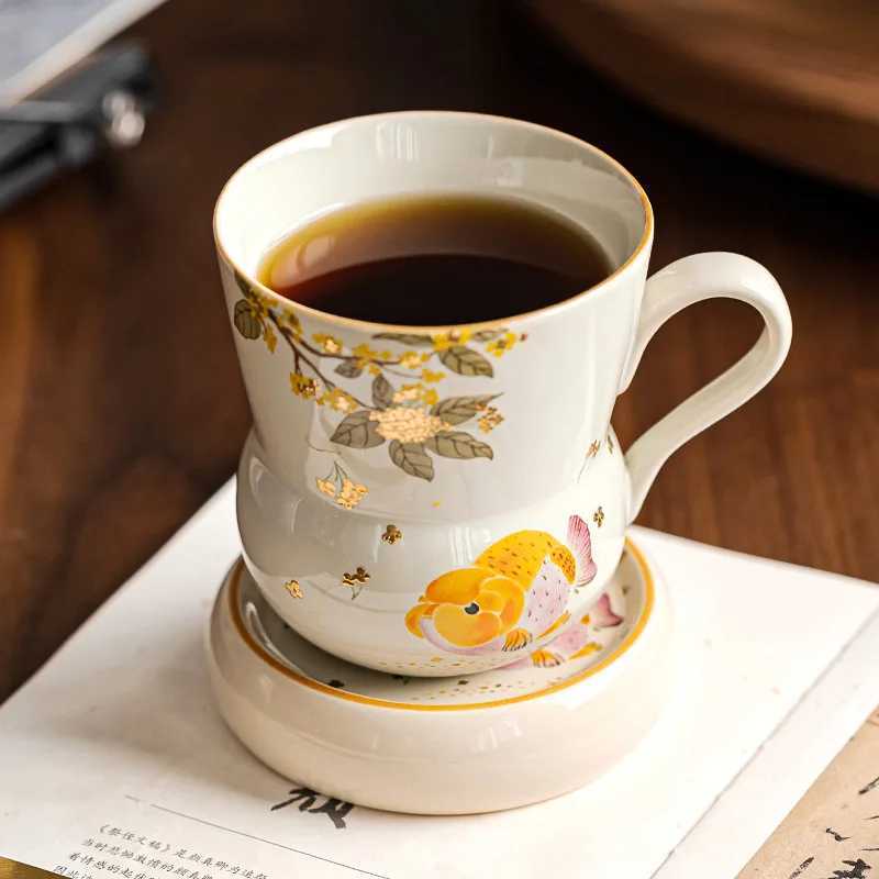 Wooden Grey Golden Guifu Carp Gourd g High Beauty Ceramic He Coffee Cup Water Cup Personal Tea Cups Kitchen Dining Bar H251209