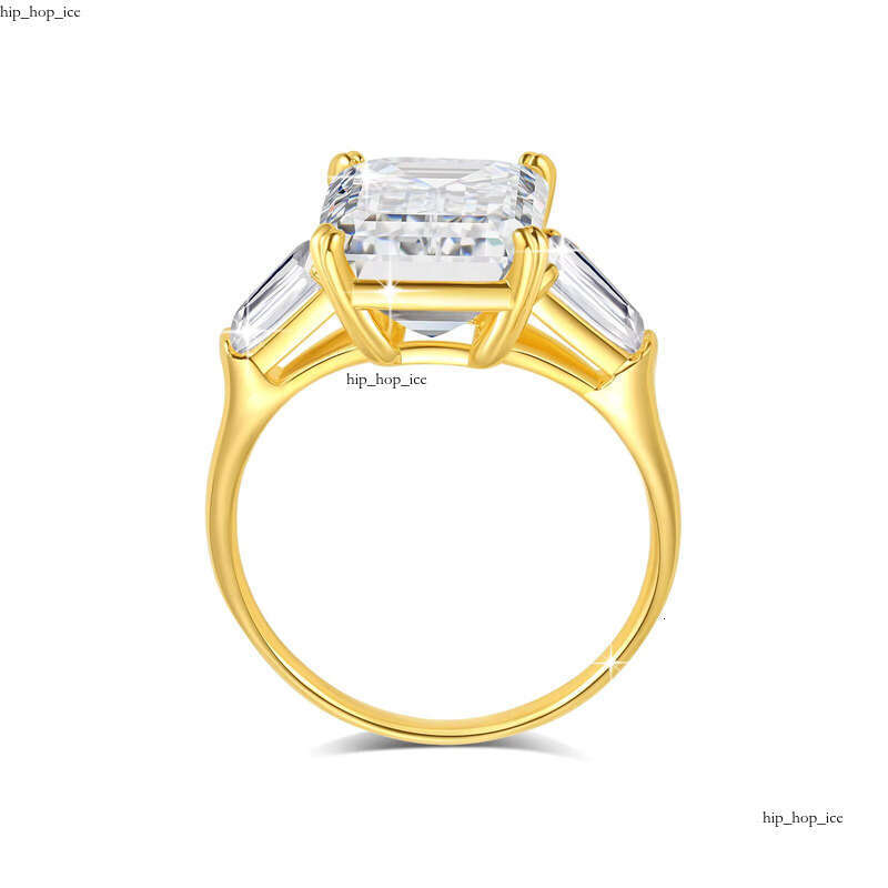 VVS Moissanite Premium Women New Year Gift 3 Gemstones 4 CT Emerald White Carbonite Hollow 14k Gold Luxury Engagement Jewelry Ring