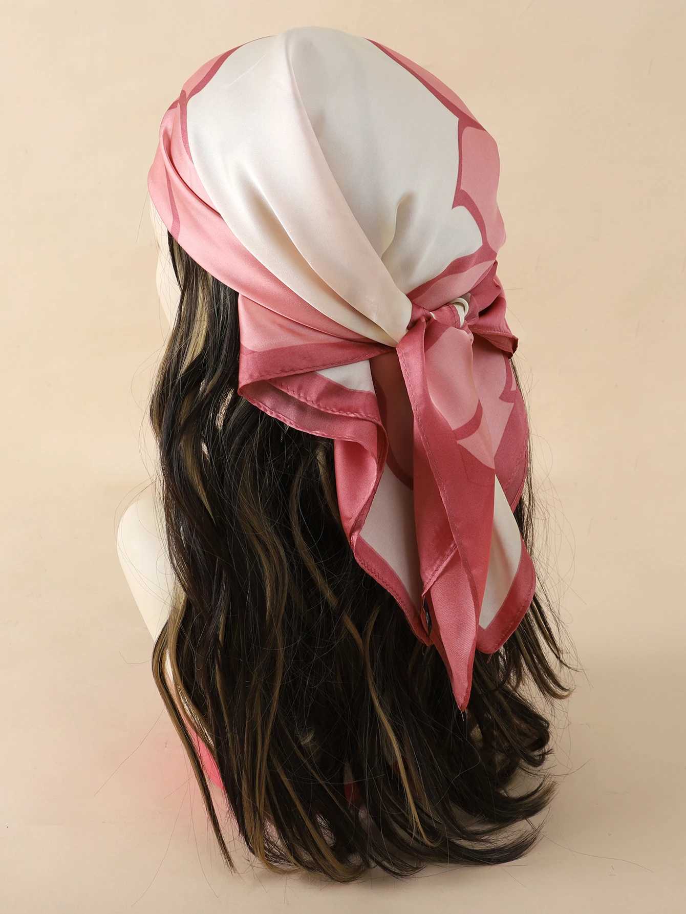 Luxury Luxury Brand 2023 Silk Square Scarf Women Cat Neck Hair Tie Band Beach Hijab Kerchief Head Headbands Bandana Female Foulard 70cm Y251208