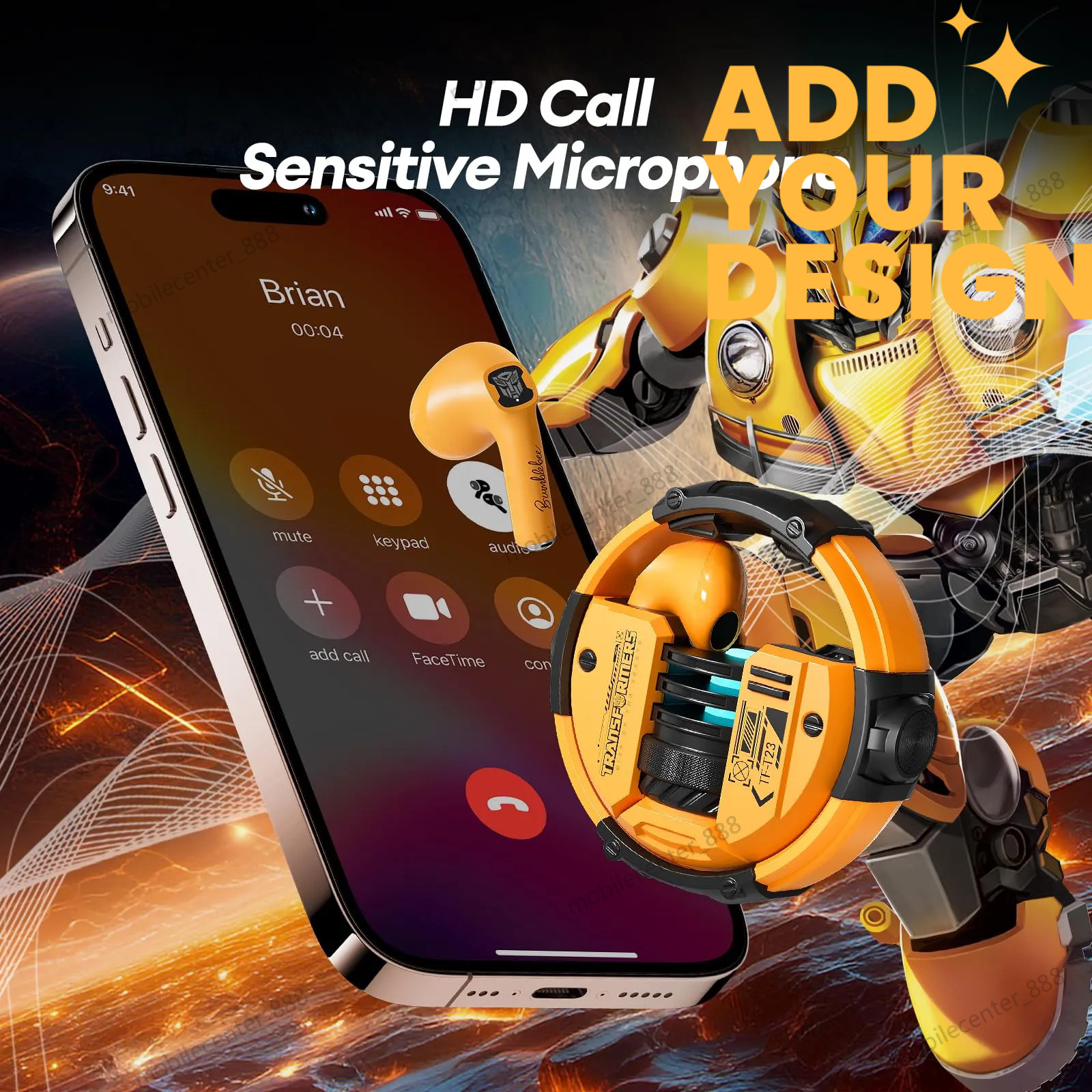 custom TRANSFORMERS TWS Wireless Earphones HiFi Stereo Sound Music Game Earbuds Dual Mode Low Latency HD Call Headphones TF-T23