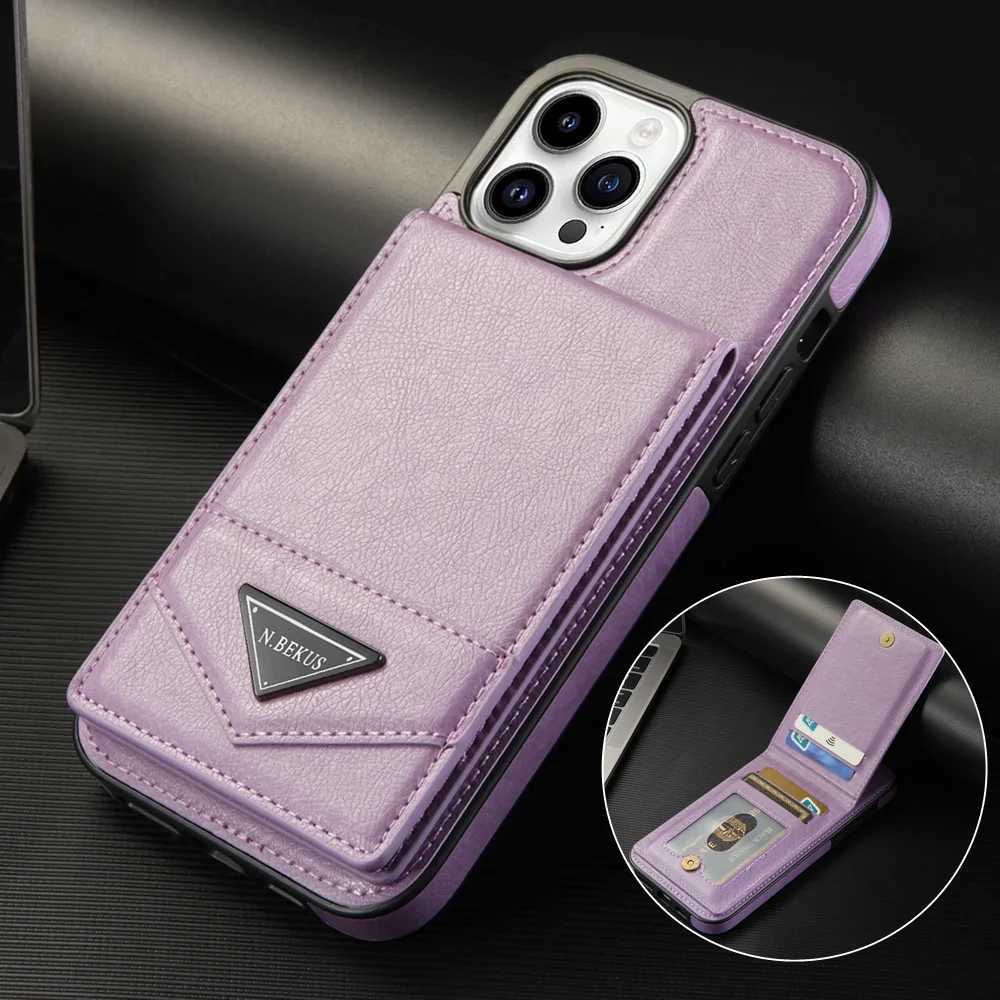 Vertical Cards Solt Wallet Leather Case for iPhone 16 15 14 Pro Max 16E 13 12 11 Pro XR XS Max 7 8 Plus SE Magnetic Stand Cover C251209