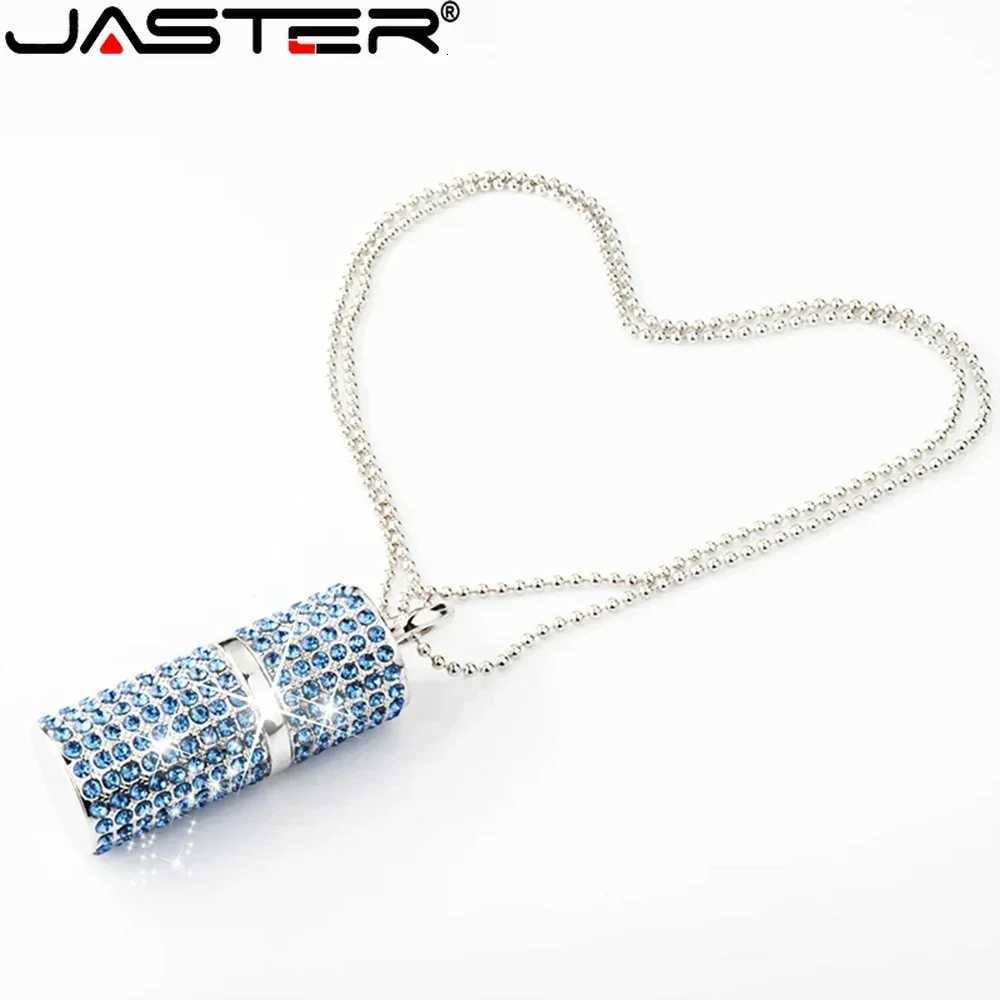 JASTER Crystal USB 20 Flash Drive 128GB Pen Drive 64GB e Memory Stick 32GB Crystal Necklace Birthday Gift C251209