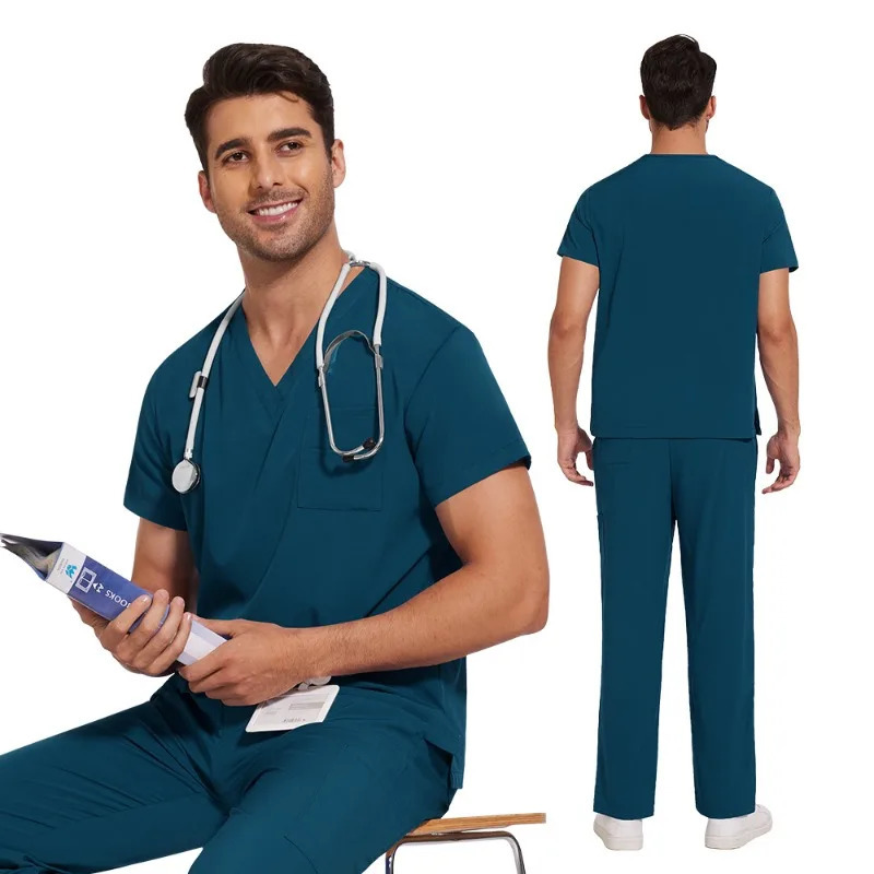 Clinical Green Gray Blue White Sanitary Dentist Nursing Veterinary Uniform Men Work Wear Jogger Man Scrubs Set 251204