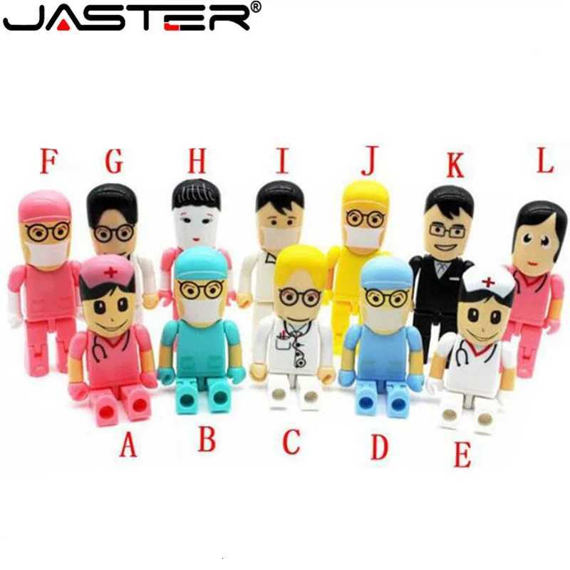 JASTER Doctors Memory Stick Nurses Lovely Medical Pendrive Cartoon USB Flash Drive Pendrive 4GB 8GB 16GB 32GB 64GB 128GB C251209