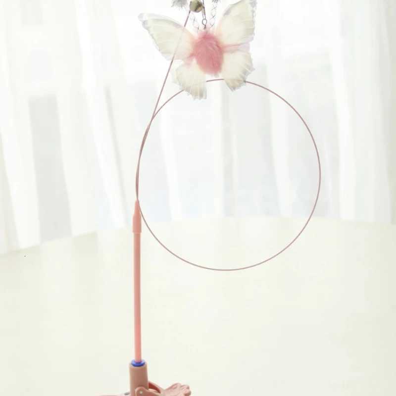 Cat Teaser Toy Suction Cup Butterfly Squeaky Bell Feather Interactive Kitten Toy Exciting Playtime Bite-resistant Teaser Cat Toy M251209