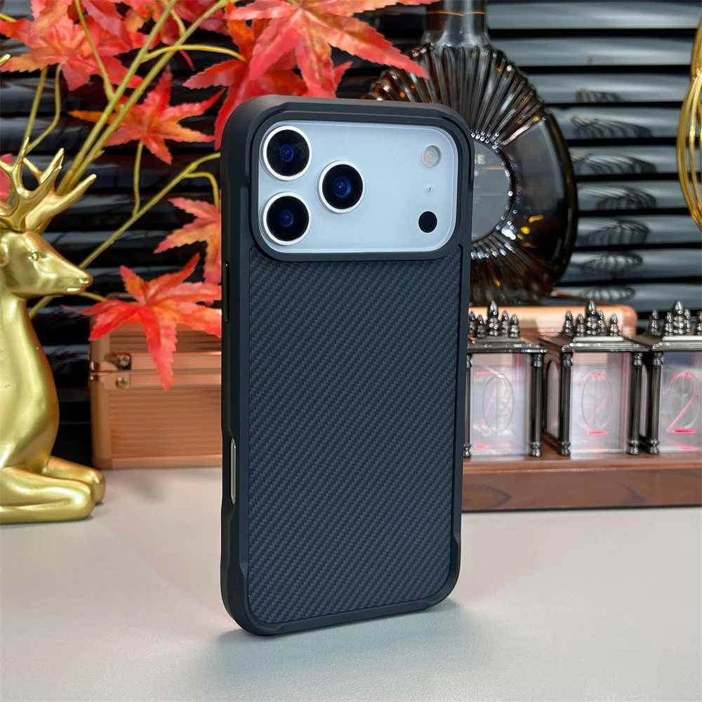 or Built-in Magnetic Carbon Fiber Matte Case for iPhone 17 Air 16 15 14 Pro Max for Shockproof Bumper Frosted Cover C251209