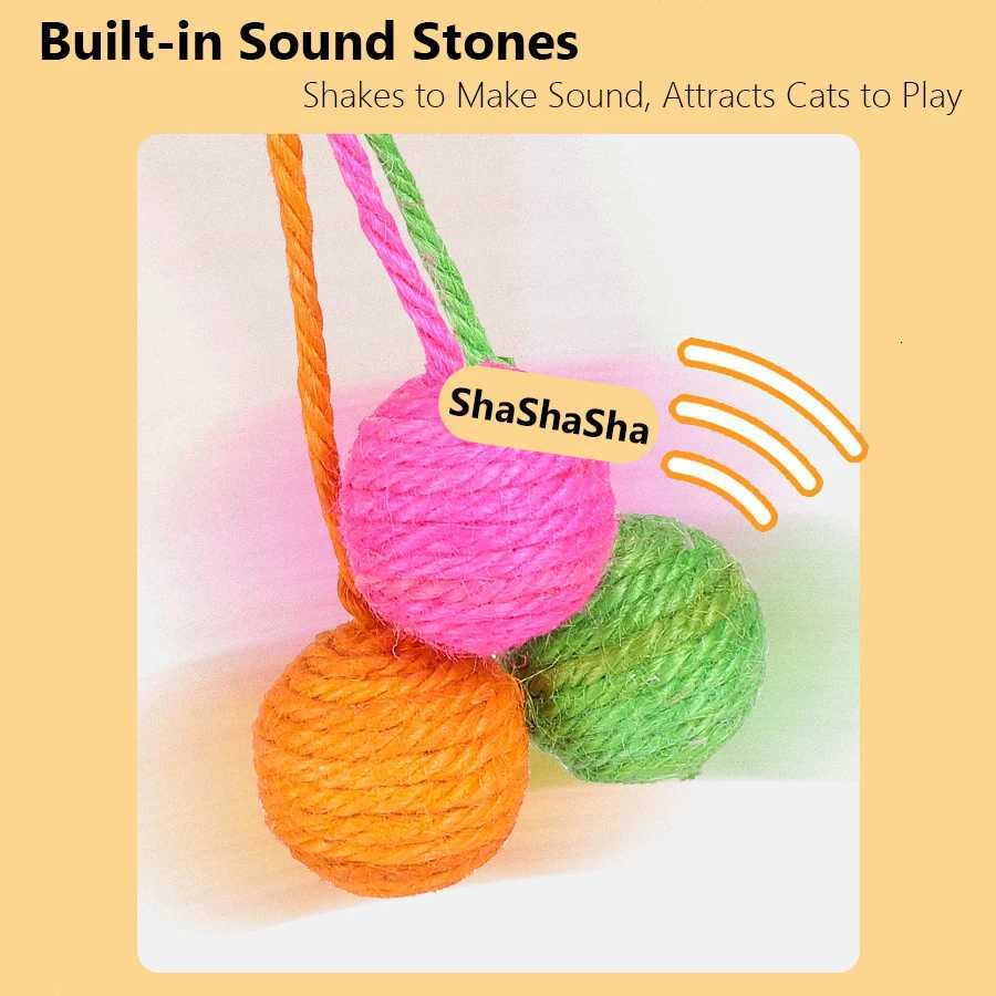 Pet Cat Sword Hemp Ball Toy Bite-Resistant Yarn Ball with Sound And Hanging String Rope Ball for Cats M251209
