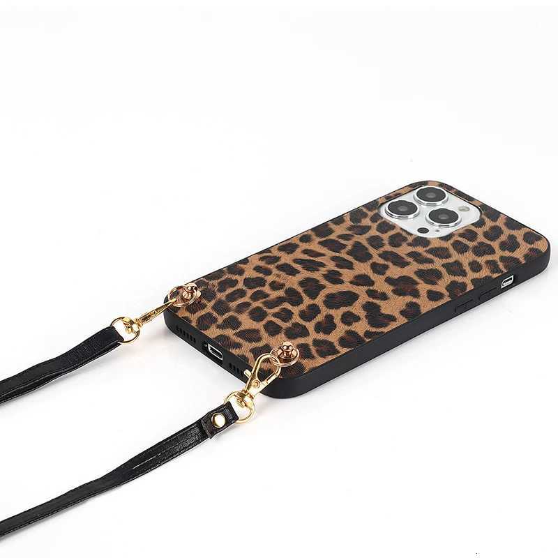 Crossbody Strap Leopard Zebra Print Case For iPhone 15 14 13 12 Mini 11 Pro Max Xs Xr X 16 PRO Plus SE2 Cord Chain Leahter Cover C251209