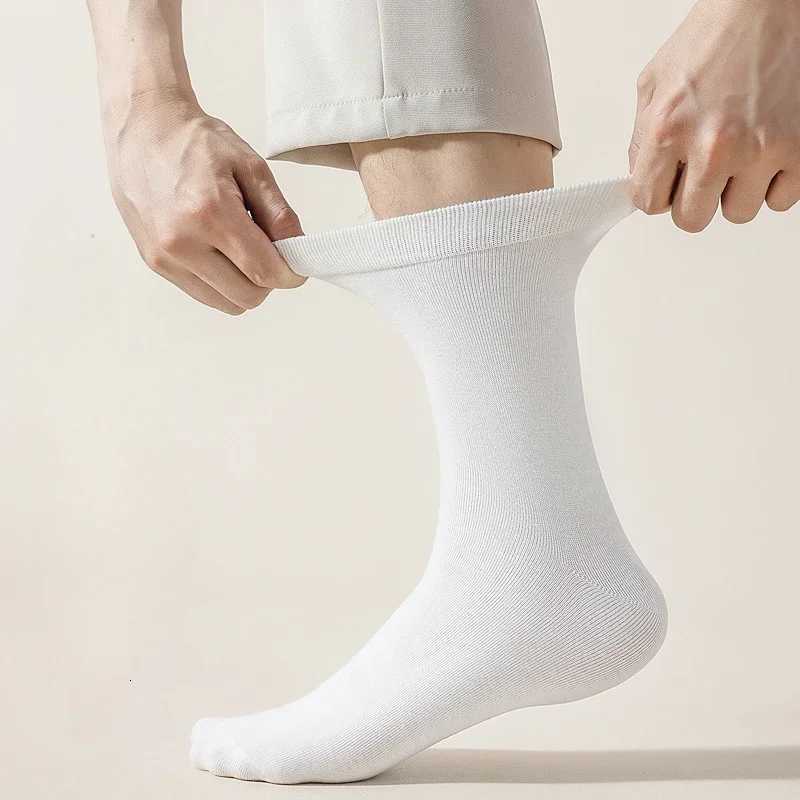 6 Pairs EUR44-50 Plus Size Men Socks High Quality Cotton Socks Breathable Mid Tube Sports Business Socks Black WhiteT251209