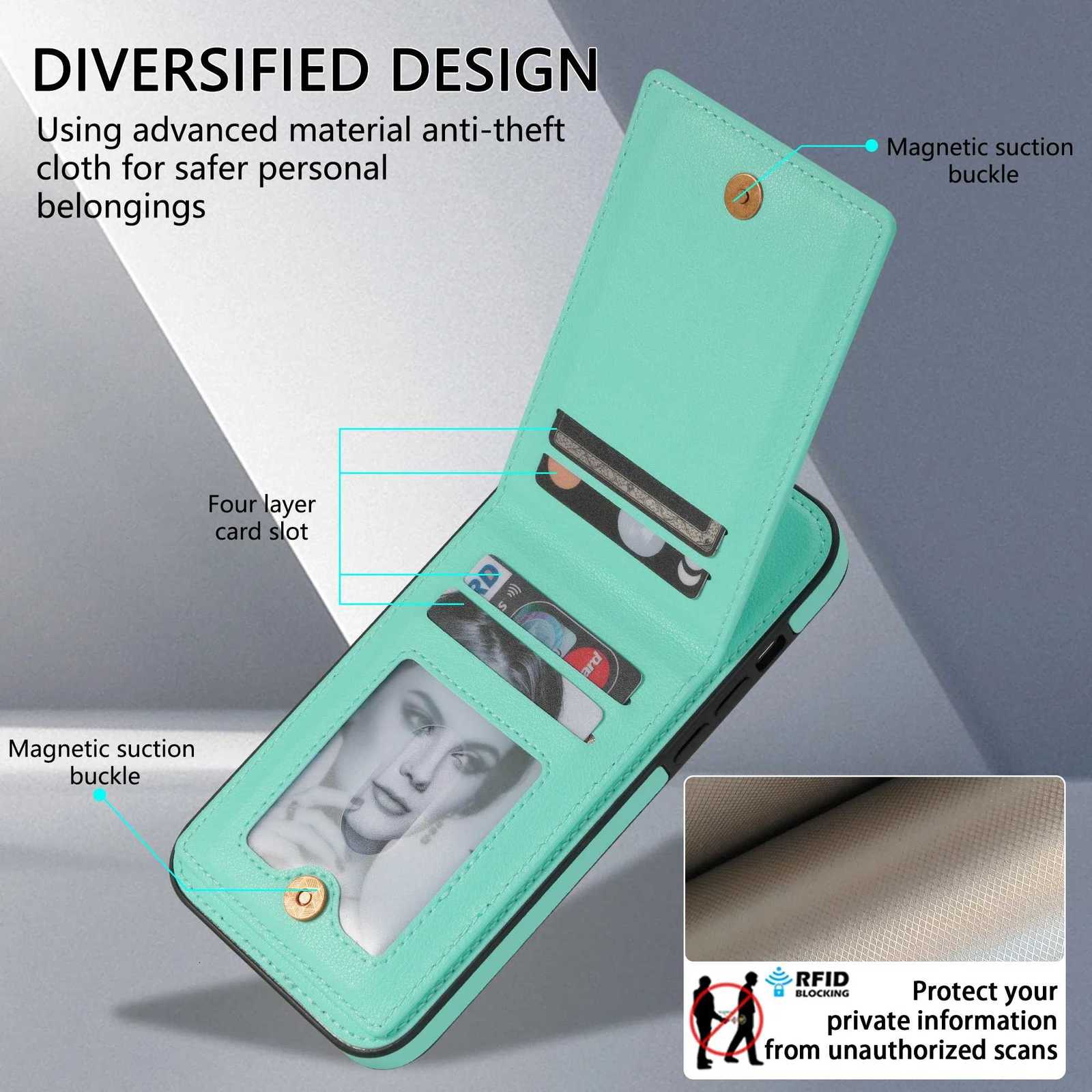 Vertical Cards Solt Wallet Leather Case for iPhone 16 15 14 Pro Max 16E 13 12 11 Pro XR XS Max 7 8 Plus SE Magnetic Stand Cover C251209