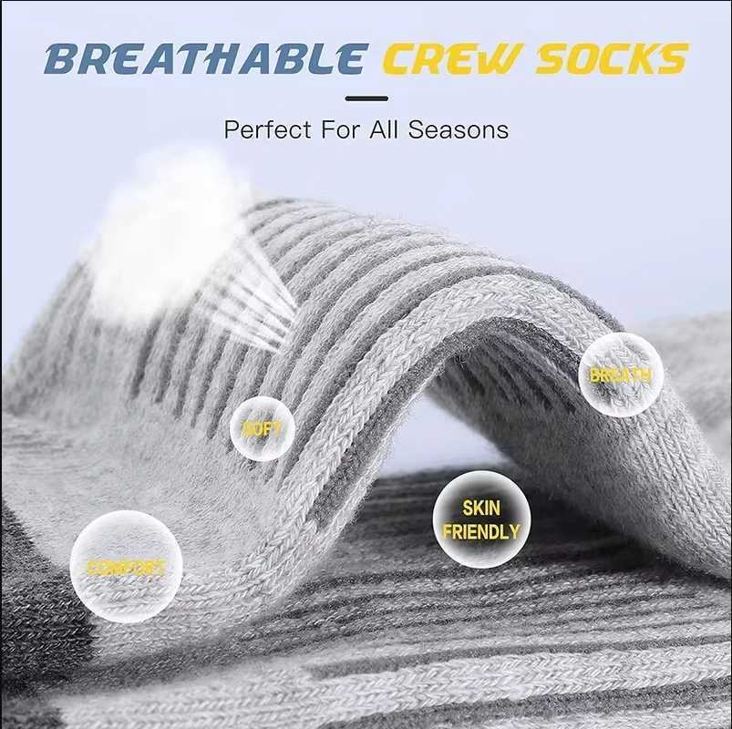 5 Pairs Mens Athletic Socks Sport Running Calf Socks Performance Cushioned Breathable Outdoor Crew Socks for Men WomenT251209