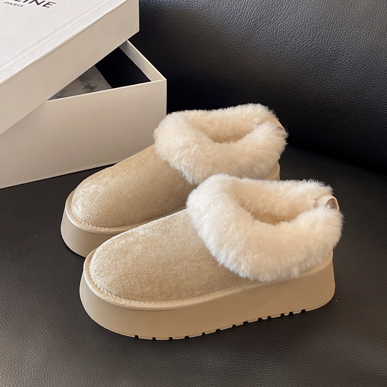 Hot free shipping designer boots for womens snow boots brown khaki beige New fashionable and versatile thick and warm snow boots with thick soles