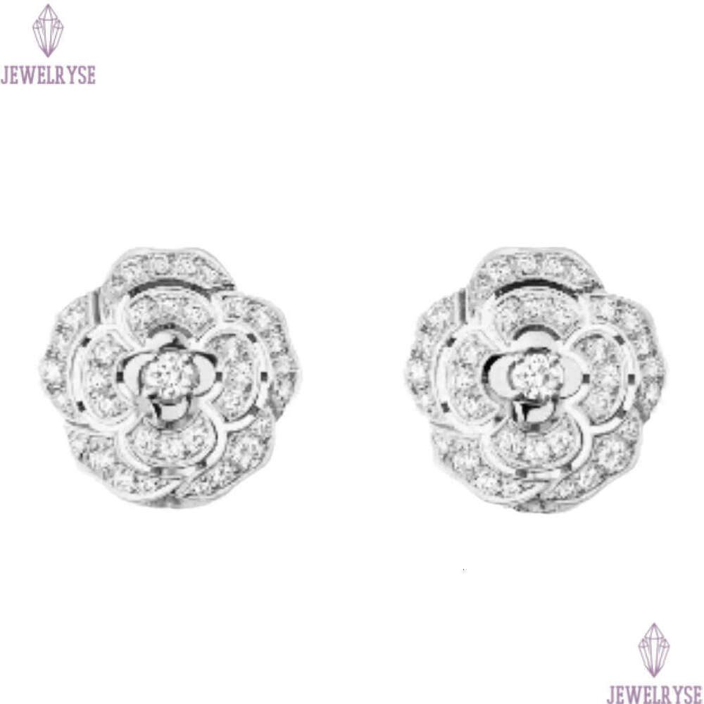 S925 sterling silver camellia flower designer stud earrings for women luxury diamond zircon hollow rose flowers aretes earring earings ear rings jewel