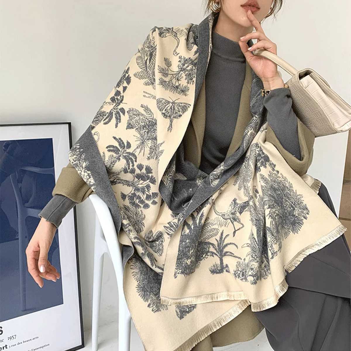 Luxury Air-conditioning Shawl for Women in Autumn and Winter Office Nap Knitted Blanket Imitation Cashmere Tassel Mid-length Warm Scarf Y251208