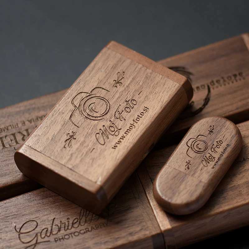 1PCS Wooden Box USB 20 Pen drive 4GB 16GB 32GB 64GB Flash Drive Memory stick wedding Photography Gift U Disk C251209