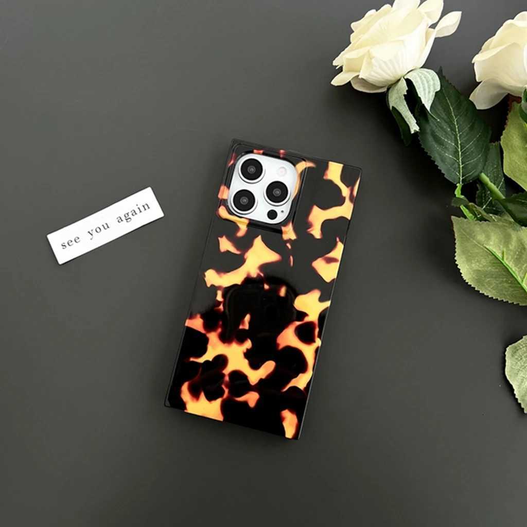ity Tortoiseshell Pattern Flame Grain Rectangle Cover Case for iPhone 17 16 15 14 13 Pro Max Phone Case C251209