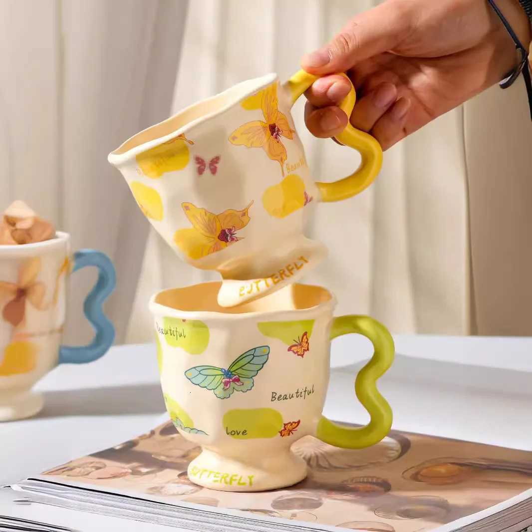 Creative Cartoon g Ceramic High Beauty Girl Breakfast Cup with Hand Gift Couple Coffee Cup Heat-resistant H251209