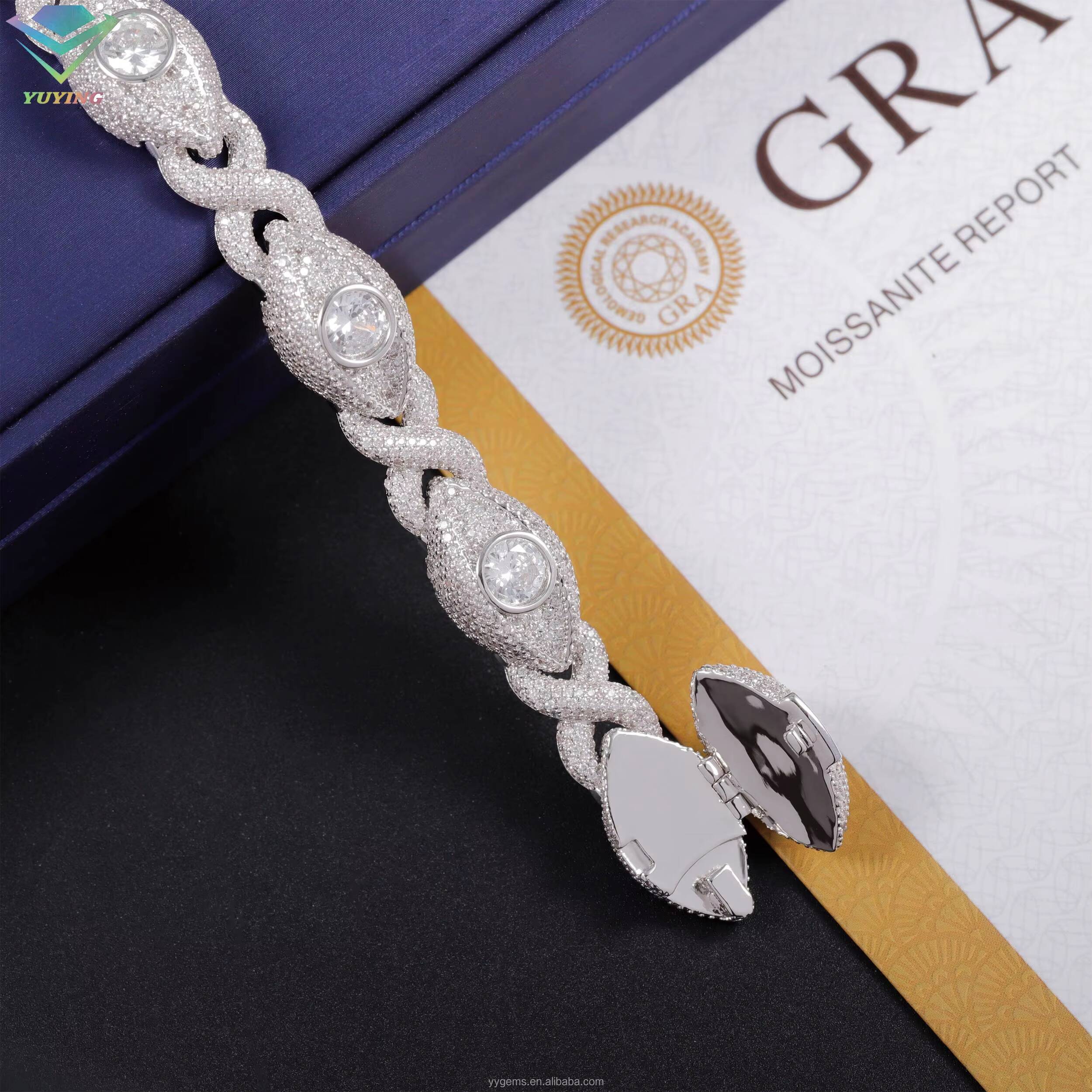 Pass Diamond Tester 925 Sterling Silver Eyes Bracelet Hip Hop Jewelry Diamond Eye Bracelet VVS Moissanite Cuban Bracelet