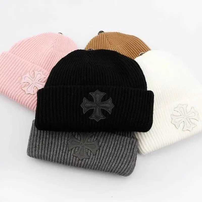 Luxury Fall and winter popular pullover hat embroidery hem knit hat Outdoor warm beanie hat Y251209