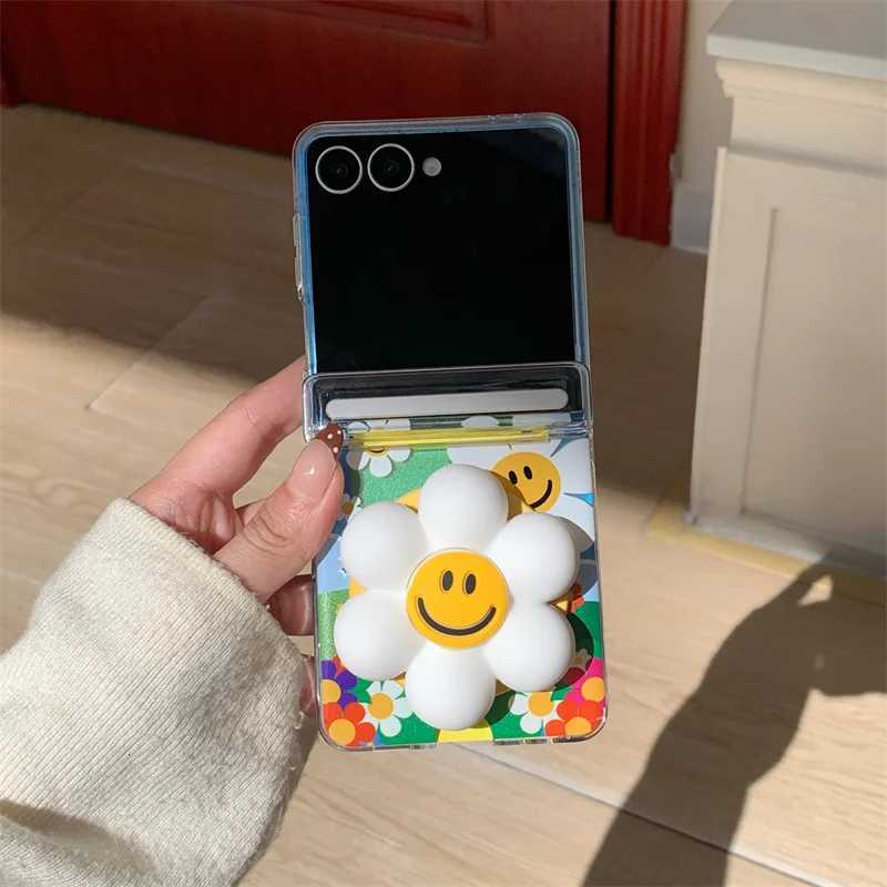 Cute Flower Holder Bracelet Phone Case For Galaxy Z Flip 7 FE 6 5 4 3 Insert Cards Magnetic Wireless Charge Case C251209