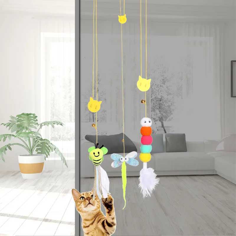 Simulation Cat Toy Cat Scratching Rope Feather Funny Kitten Playing Game Interactive Toy Retractable Hanging Door Pet Supplies M251209