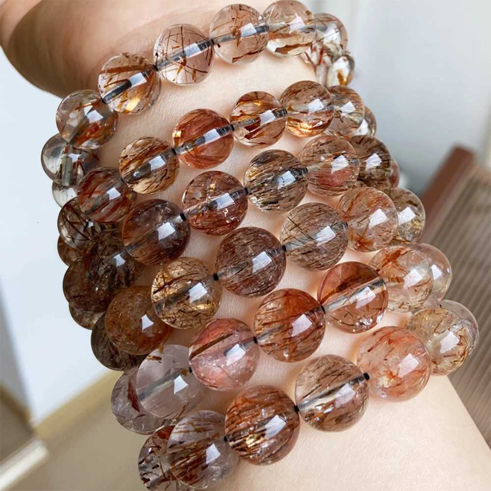 Natural Black Golden Super Seven Bracelet Hair Rutilated Bracelet Jewelry For Woman Crystal Round Beads Stone Stretch BraceletXJ251209