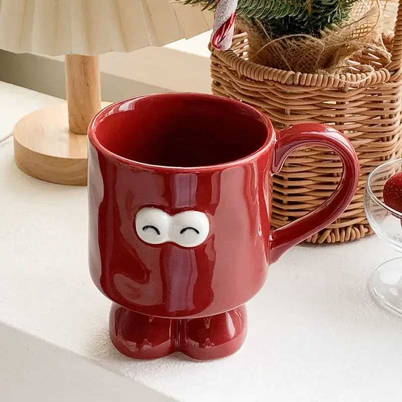 Intere Big Eyed Ceramic g Cute Red Black and White Coffee gs Off Breakfast Birthday Gift Teacup Couple Water Cups H251209