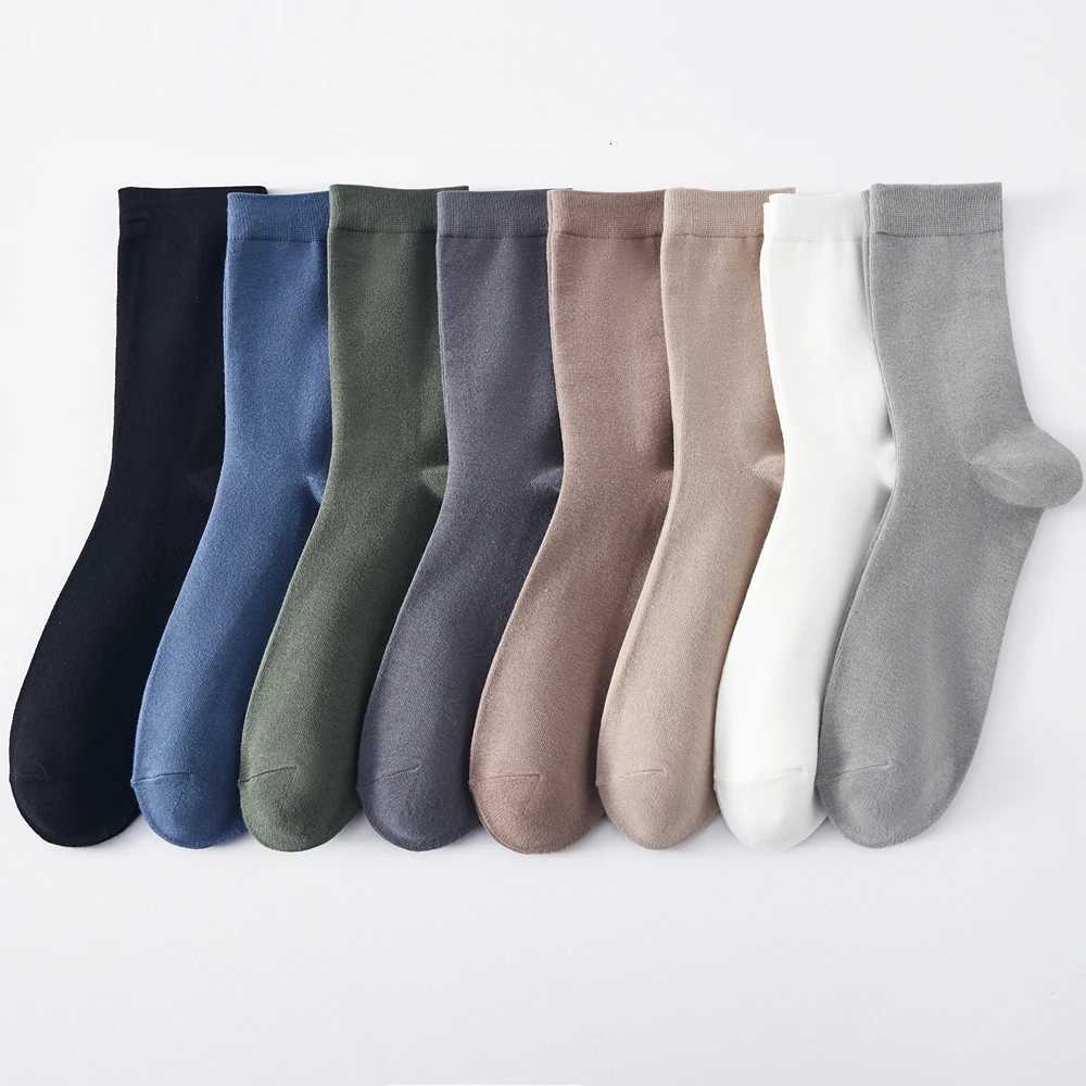 6 Pairs EUR44-50 Plus Size Men Socks High Quality Cotton Socks Breathable Mid Tube Sports Business Socks Black WhiteT251209