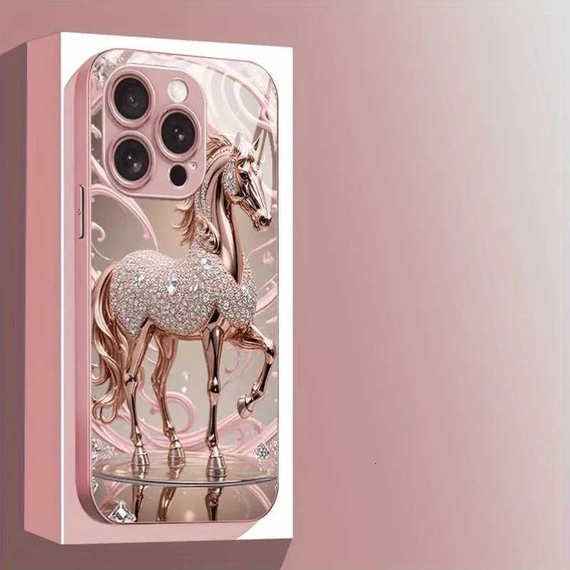 Luxury Diamond Horse Pattern Metallic Phone Case For iPhone 17 16 15 14 13 12 11 Pro Max 15 14 Plus 17 Air 16E Cover C251209