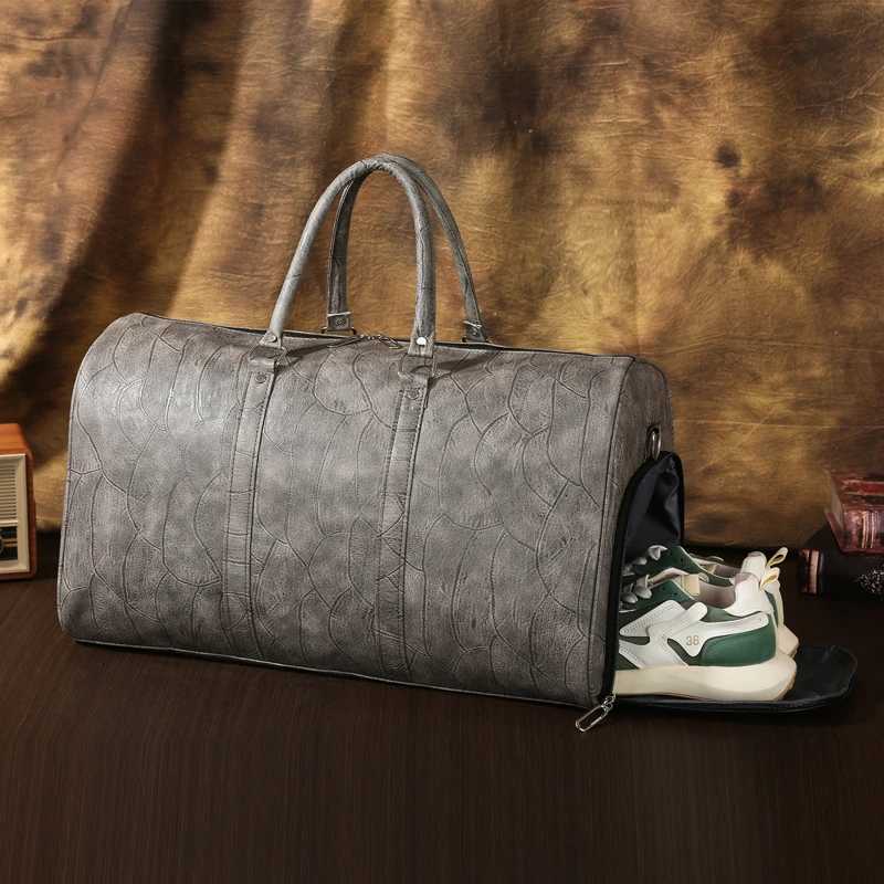 Soft Leather Travel Bag Large Capacity Fi Weekend Bag Handle Bag Lightweight Sports Gym Bag With Separate Shoe Cpartment Y251209