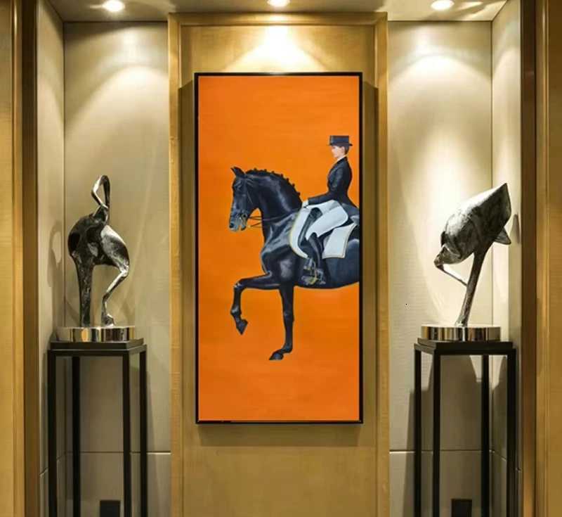 ic Modern Orange Horse Racing Canvas Print Painting Poster Cool Wall Art Pictures for Entryway Large Size He Decor H251208