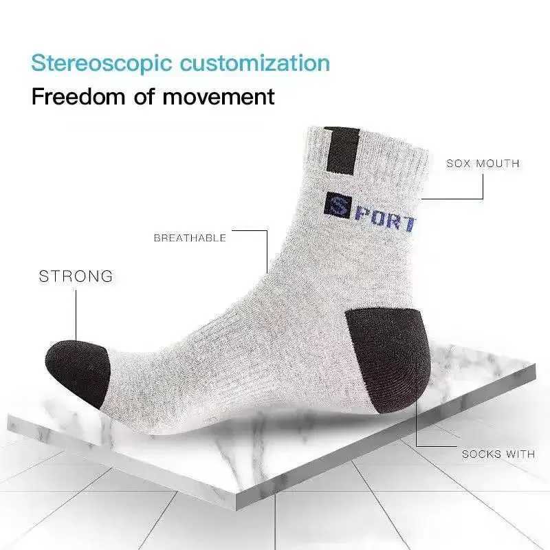 10 Pairs Of Comfortable And Breathable Sports Socks For Men Fashionable Striped Cotton SweatT251209