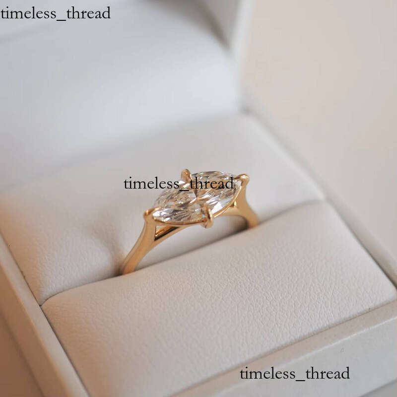 Marquise Cut Grown Engagement Gold Wedding 1.26 Ct East to West Lab VVS Moissanite Bri Ring - view 5