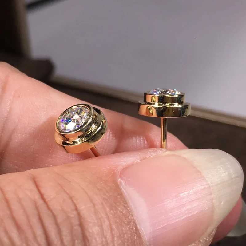 Unisex Classic Small Round Stud Earrings For Women Men Antique Gold Color White Zircon Tiny Ear Studs Daily Versatile Jewelry CZ K251209 H260202