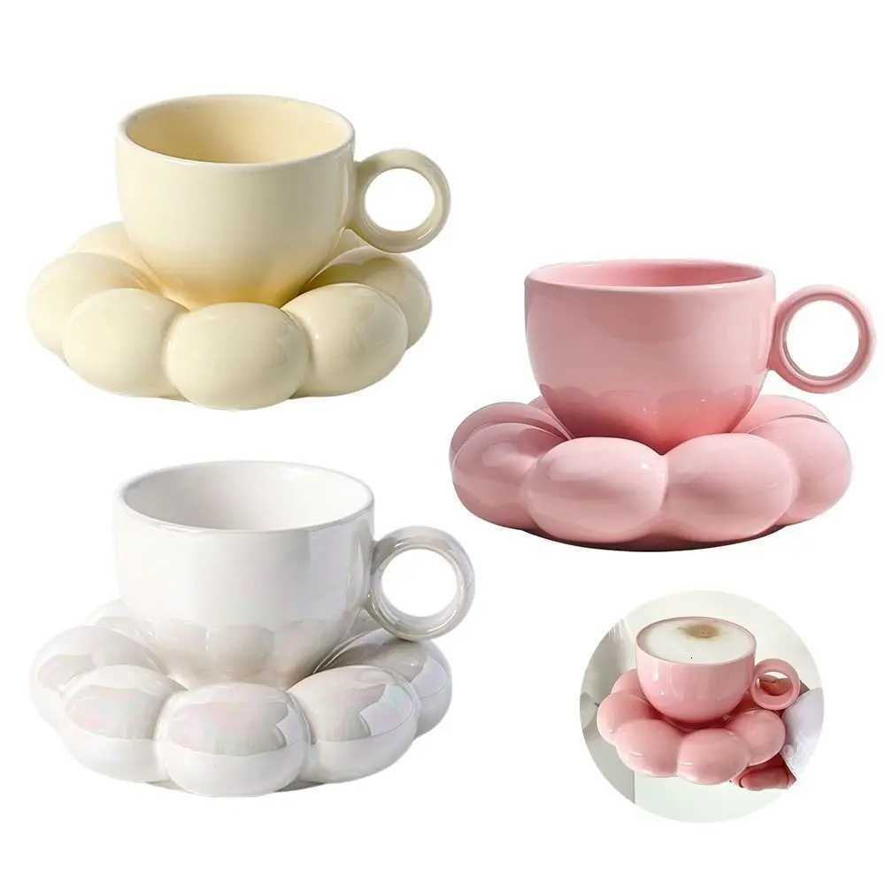 New Durable Portable High Quality Fashion INS Coffee g Set Ceramic Flower Shape Breakfast gs Milk Cup Breakfast H251209