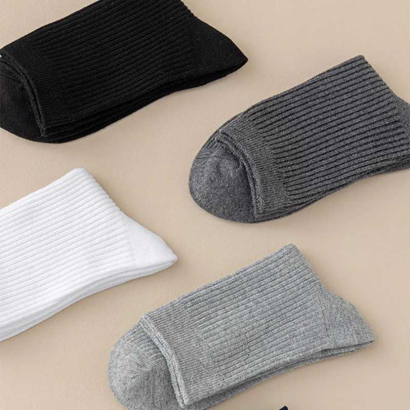Plus Size 3 Pairs/Lot Mens Striped Cotton Business Breathable All Season Solid Color Warm Knit Middle Tube High Quality SocksT251209