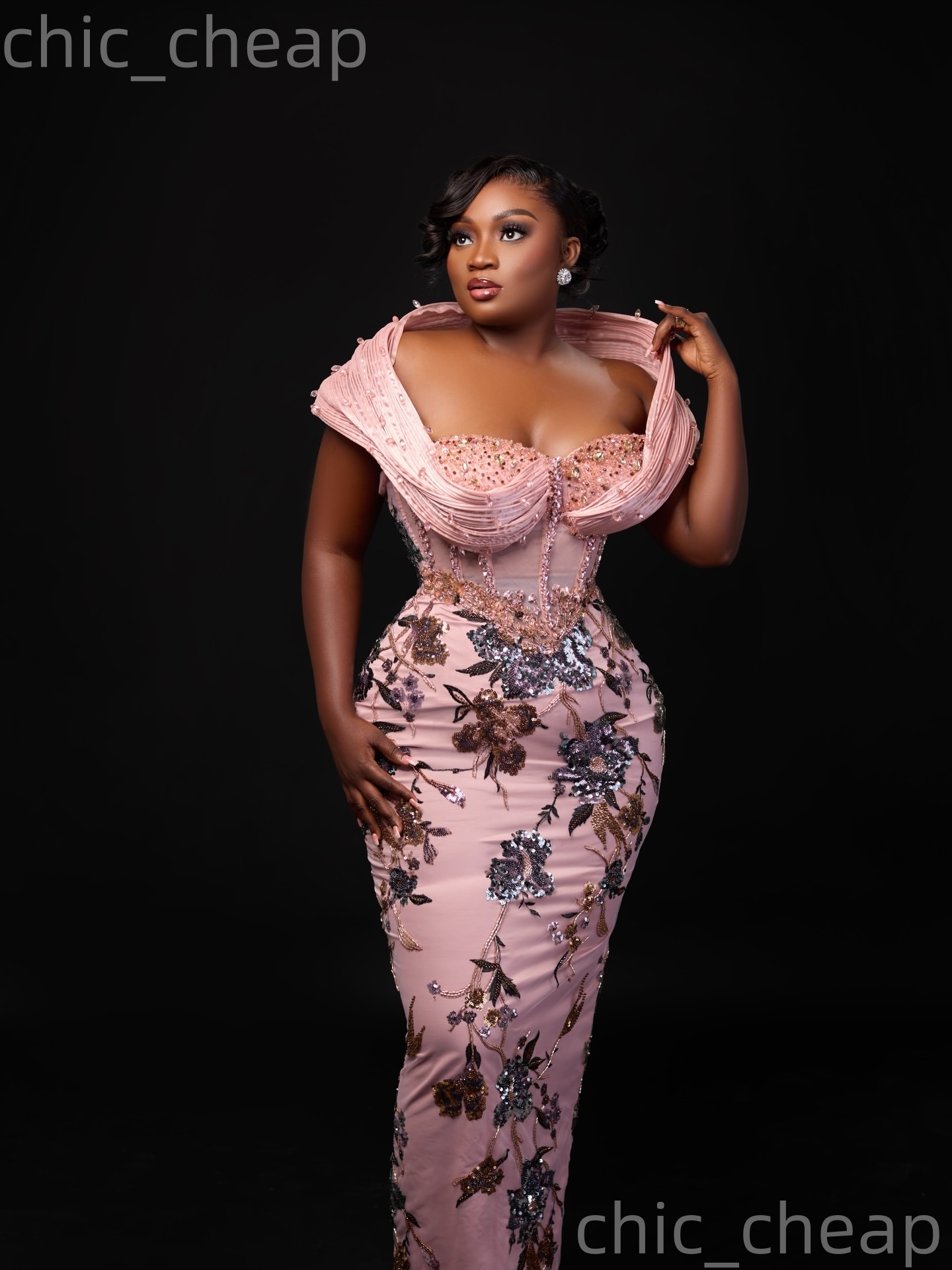 Aso Ebi Pink Sheath Prom Dresses 2026 Beaded Crystals Floral Lace Evening Formal Party Second Birthday Engagement Gowns Plus Size Dress For Special Oc