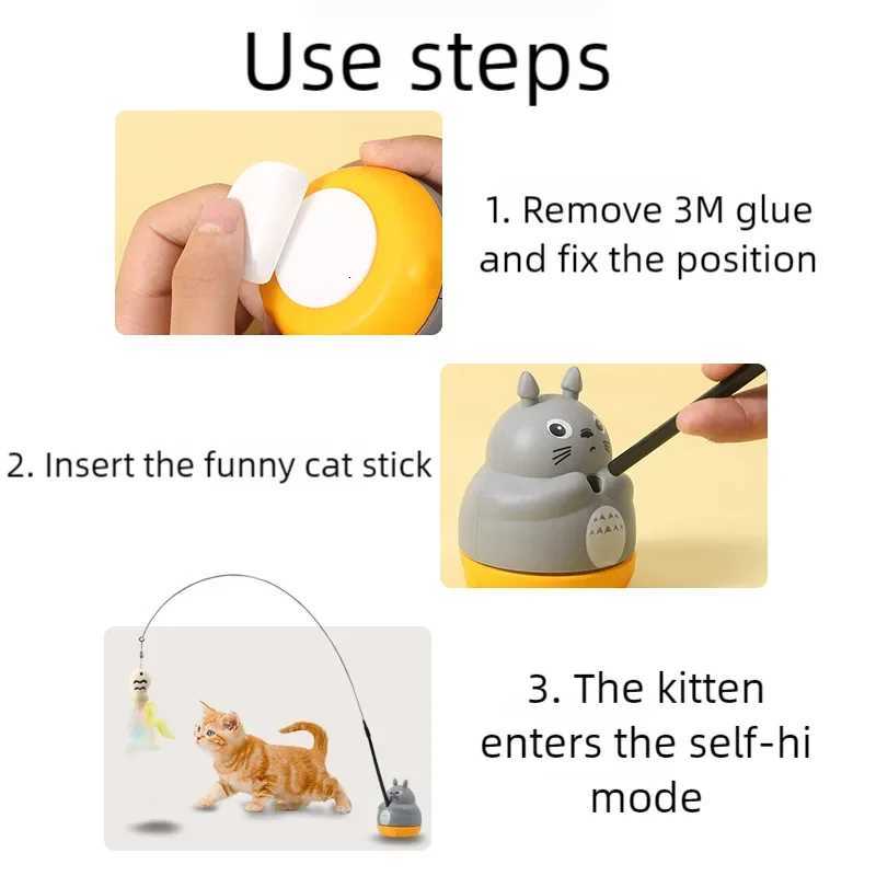 New cat funny cat stick steel wire long pole feather cute cat toy kitten fishing rotating self-pleasure pet toy M251209
