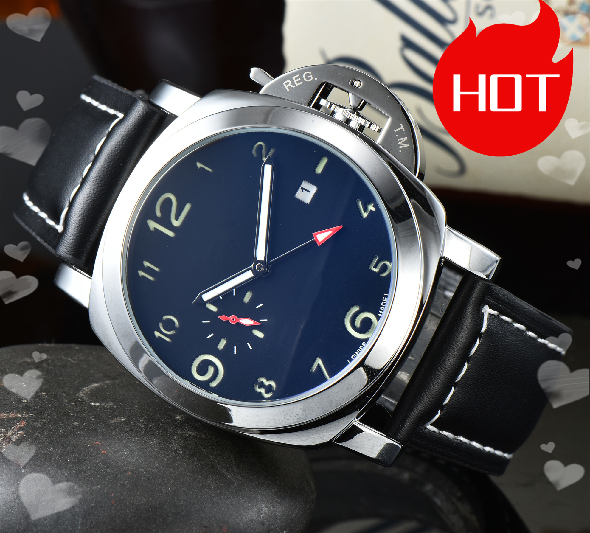 Luxury designer mens PANERAIity LUMINORity watches Quartz automatic movement WATCH stainless steel strap luminous gifts men Wristwatches montre #329