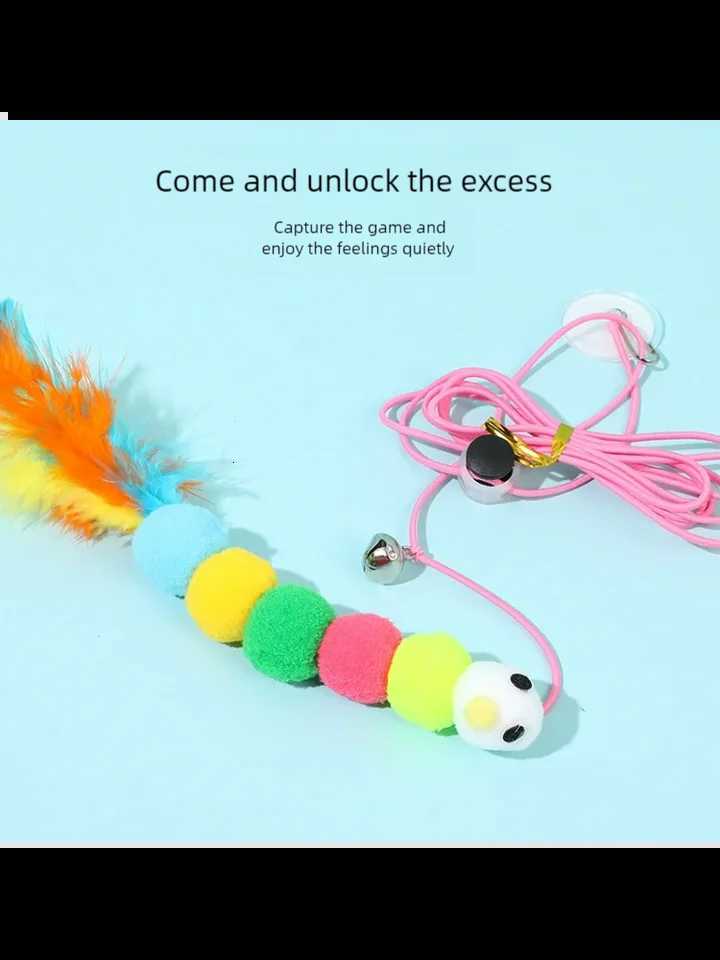 Pet Cat Toys Funny Stick Kitten Self -hi Elastic Rope Dragonfly Shape Feather Bell Teasing Stick Hanging Swing Thousands M251209