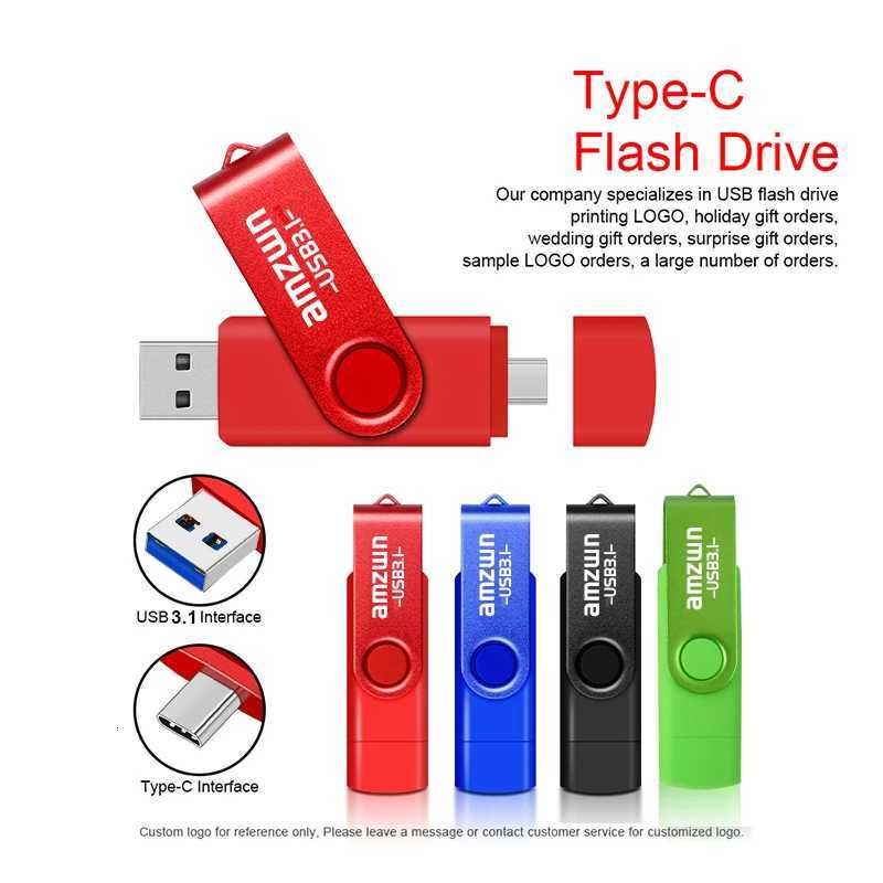 Metal OTG 2 IN 1 Type C pen drive 128GB usb memory stick 256GB 32GB 64GB 128GB cle USB31 flash drive memoria usb C251209