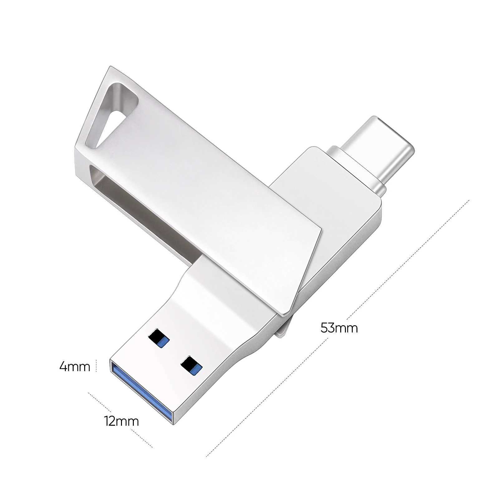 New Metal Type-C Rotatable USB 30 Flash Drive 32GB Cputer And Phone Dual-Use Rotating Design Durable Data Stora Drives C251209