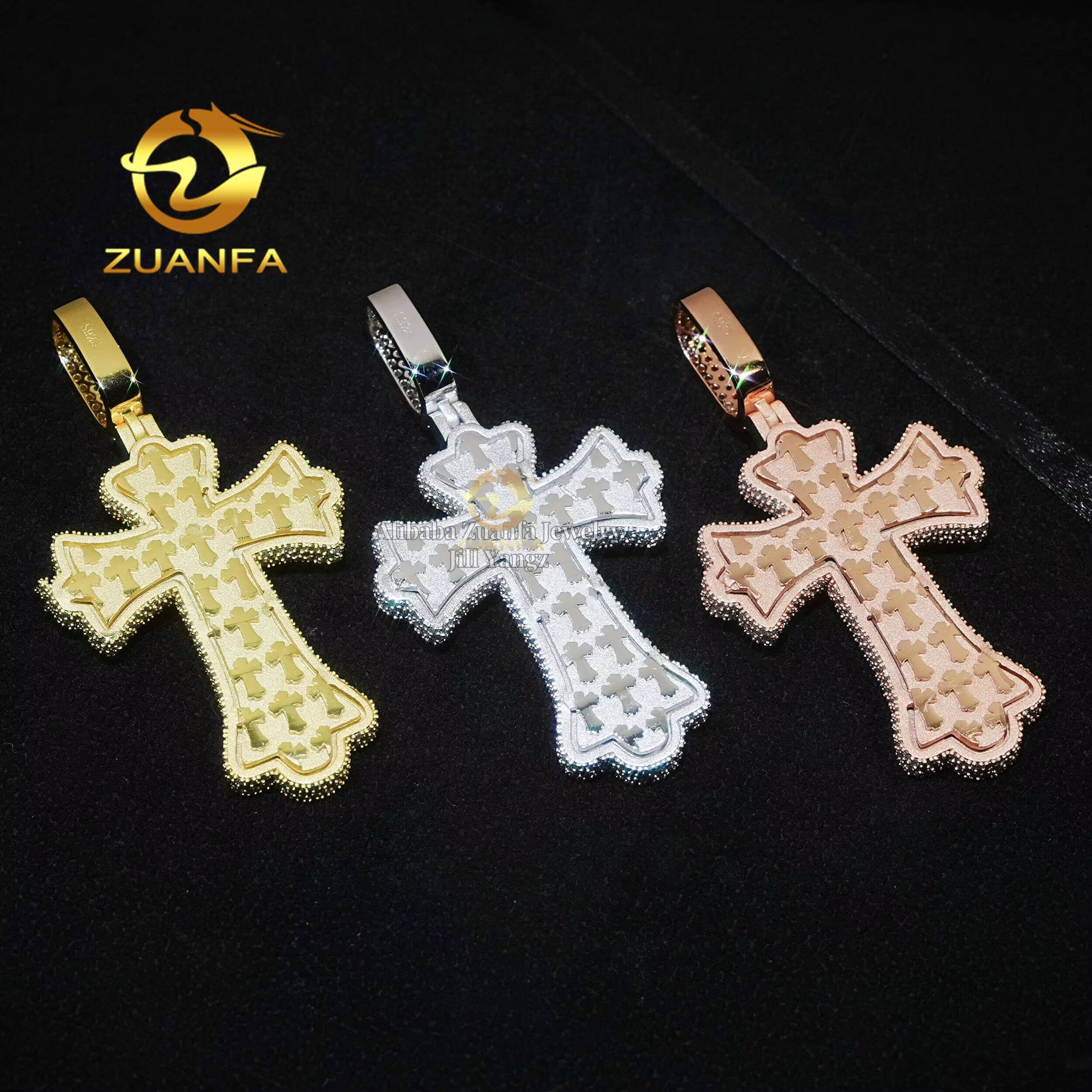 Exquisite Luxury New Design Cross Pendant Mixed Fancy Cut Colorful Moissanite Pendants Iced Out Jewelry Custom Cross Pendant