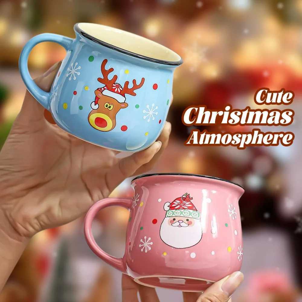 1pc Christmas ceramic g Baking shop dessert cup coffee cup Cfortable grip Not hot to the touch H251209