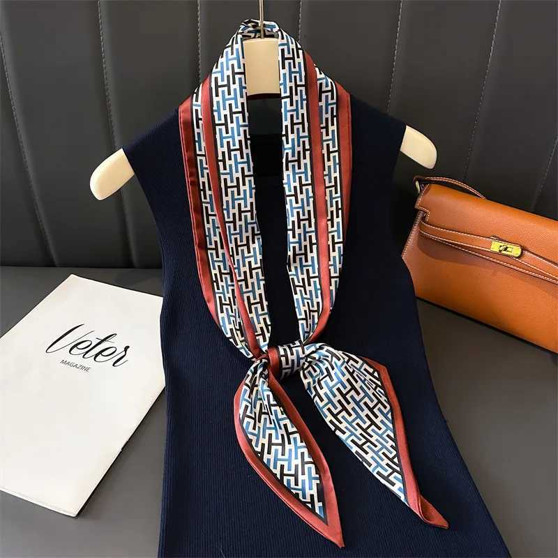 Luxury 2025 New Silk Scarves Girl Headband Neckerchief Foulard Hairband Hijab Ribbon Women Luxury Fashion Print Silk Scarf Tie Neck Bag Y251208