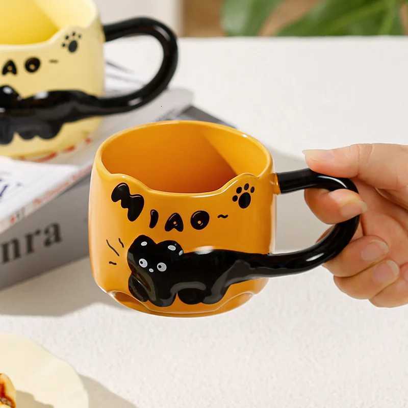 1PC Ceramic g Cute Small Black Cat High-value Creative Cute Coffee Milk Breakfast Cup H251209