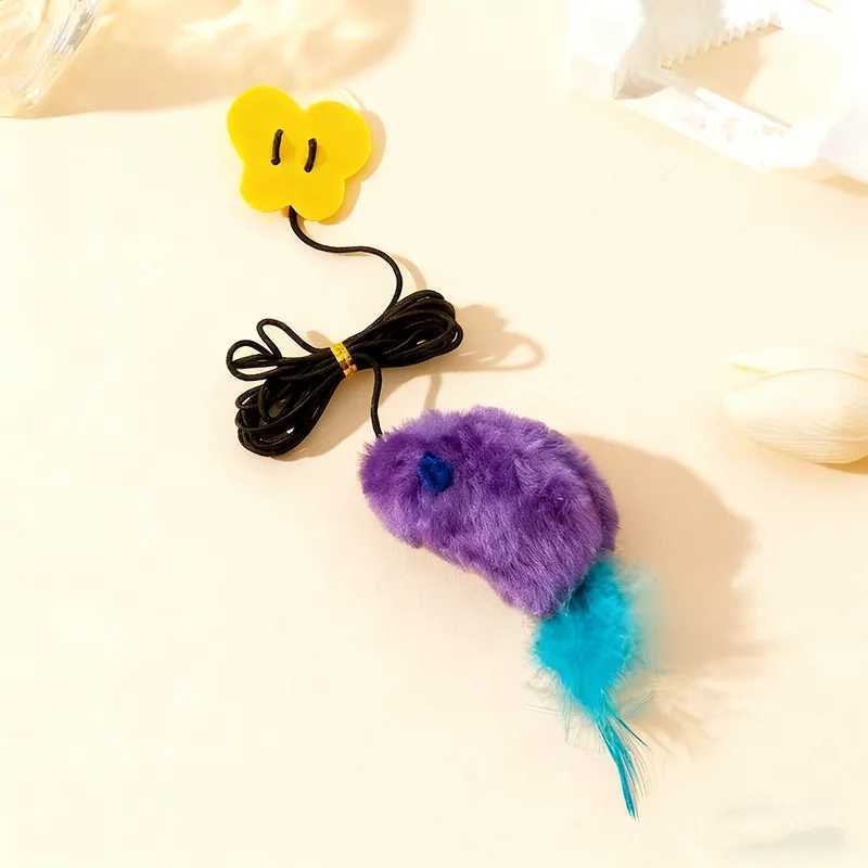 Simulated feather mouse bite-resistant cat toy self-play boredom hanging feather teaser wand pet toy M251209