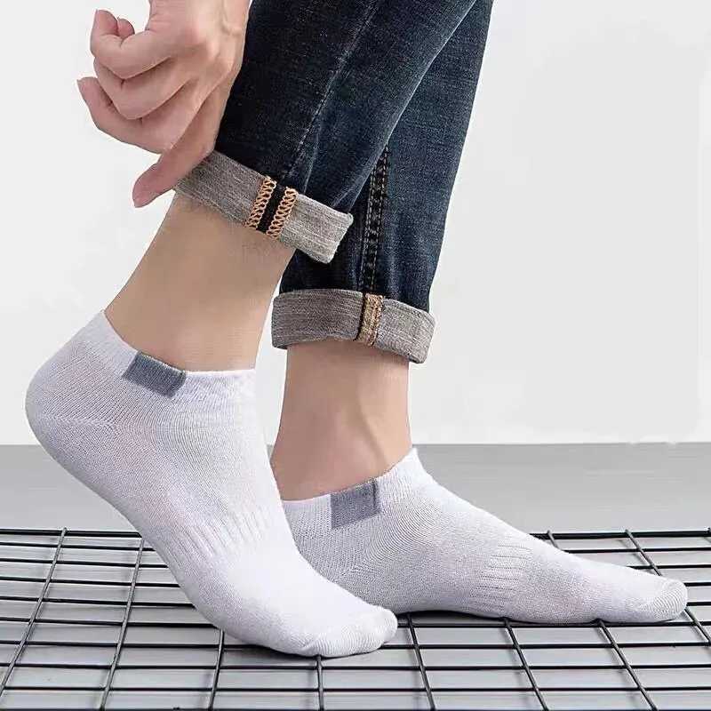 5 Pairs Fashionable Cloth Standard Boat Socks Spring And Summer Thin Style Mens Solid Color Socks Casual Sports SocksT251209