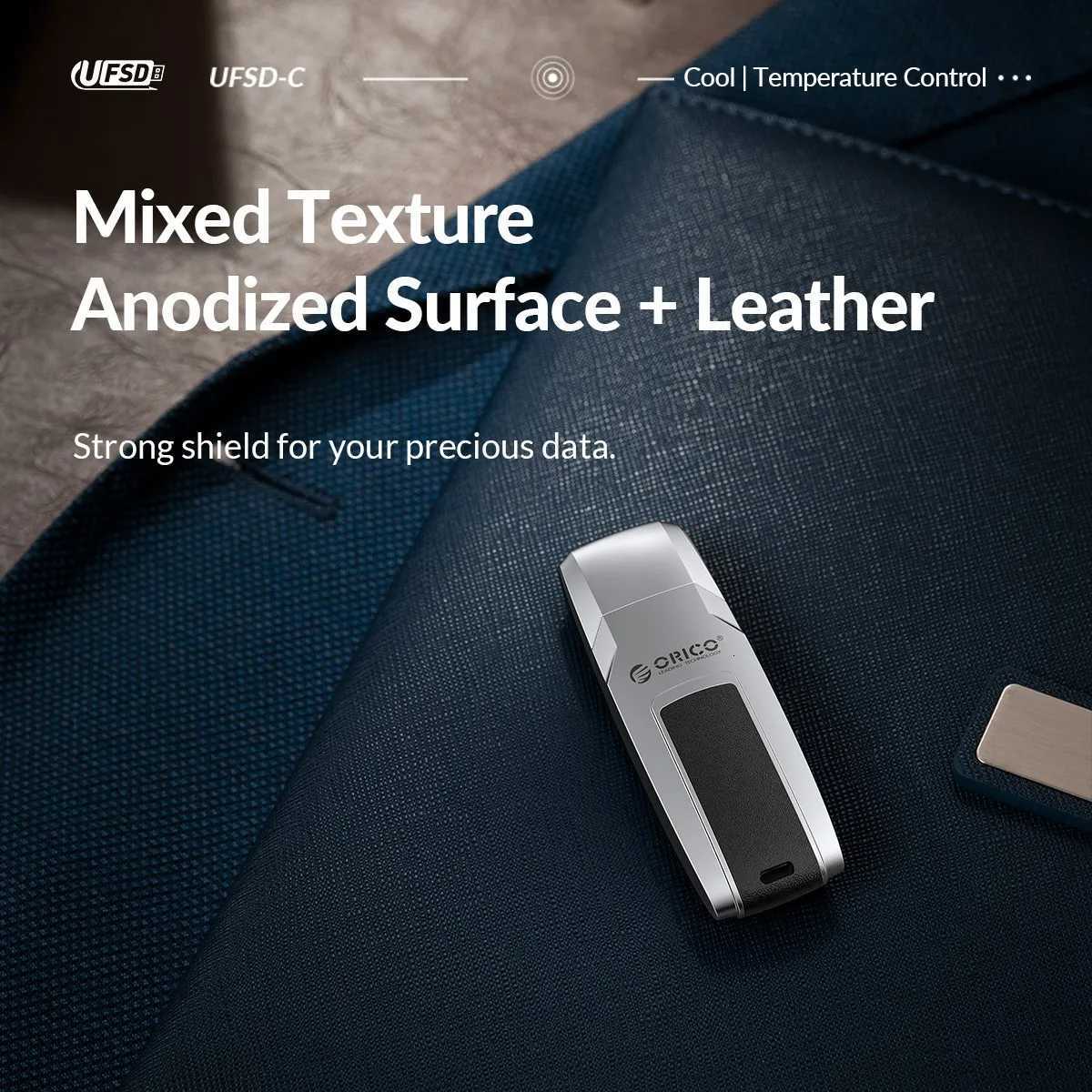 ORICO Fast Flash Drive UFSD Pen Drive Metal Leather USB Flash Drive Type C 411MB/S 512/256GB USB Stick Pendrives tra-Reliable C251209