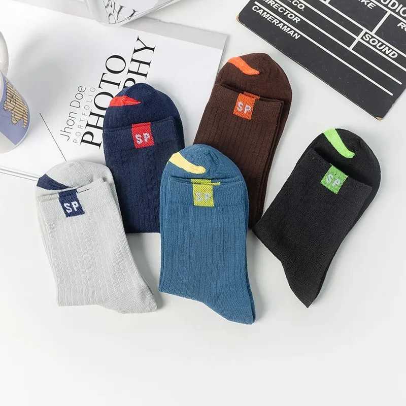 Cotton Men Socks Breathable Casual Sock Solid Color Striped Spring Summer Thin Sweat-absorbing Sports Tube Man Socks Letters SPT251209